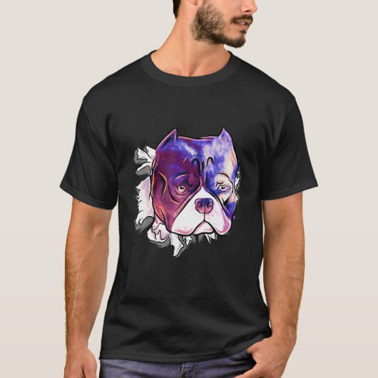 Pitbull Head Starry Sky T-shirt (Voorkant)