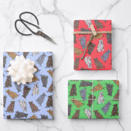 Pitbull Holiday Confetti - rood, blauw, groen Inpakpapier Vel