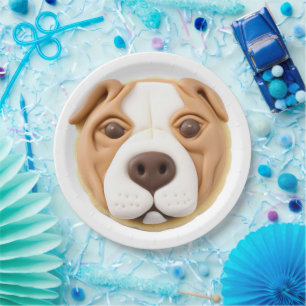 Pitbull Hond 3D Geïnspireerd Papieren Bordje