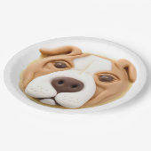Pitbull Hond 3D Geïnspireerd Papieren Bordje (Gekanteld)
