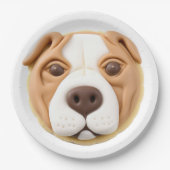 Pitbull Hond 3D Geïnspireerd Papieren Bordje (Voorkant)