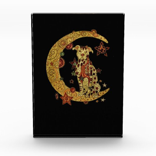 Pitbull hond en maan fotoblokken (Voorkant)