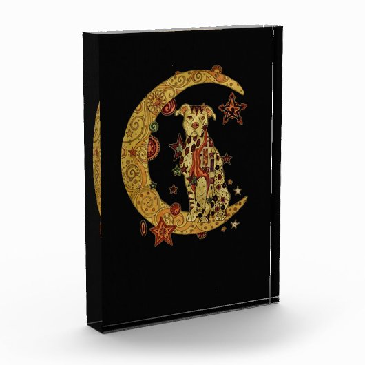 Pitbull hond en maan fotoblokken (Links)