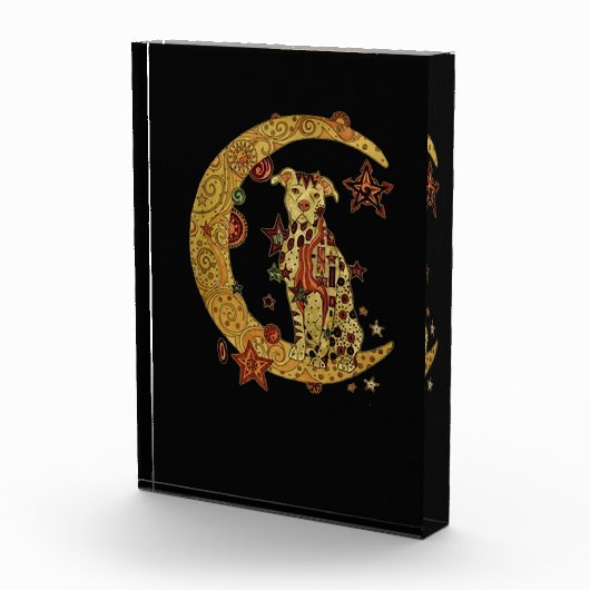 Pitbull hond en maan fotoblokken (Rechts)