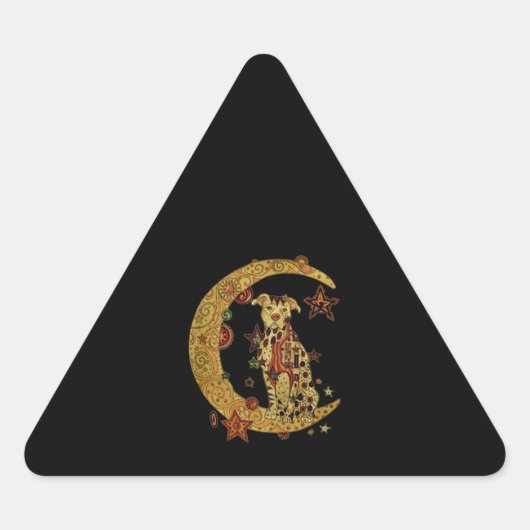 Pitbull hond en maan sticker (Voorkant)