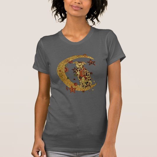 Pitbull hond en maan t-shirt (Voorkant)