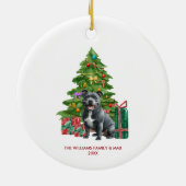 Pitbull hond gepersonaliseerde kerst keramisch ornament (Achterkant)