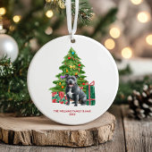Pitbull hond gepersonaliseerde kerst keramisch ornament