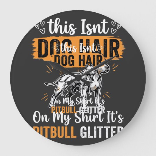 Pitbull Hond Haar Glitter Grappige Hond Grote Klok (Voorkant)