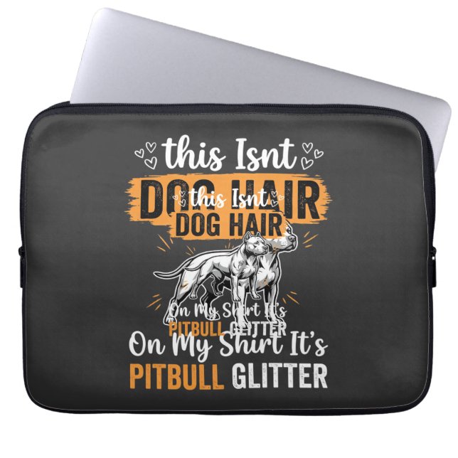 Pitbull-hond Haar Glitter Grappige Hond Laptop Sleeve (Voorkant)