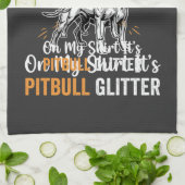 Pitbull-hond Haar Glitter Grappige Hond Theedoek (Gevouwen)