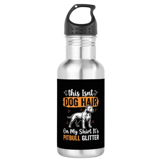 Pitbull-hond Haar Glitter Grappige Hond Waterfles (Voorkant)