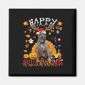 Pitbull Hond Halloween Kersthond Happy Hallotha Magneet (Voorkant)