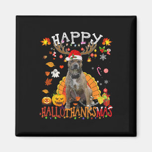 Pitbull Hond Halloween Kersthond Happy Hallotha Magneet