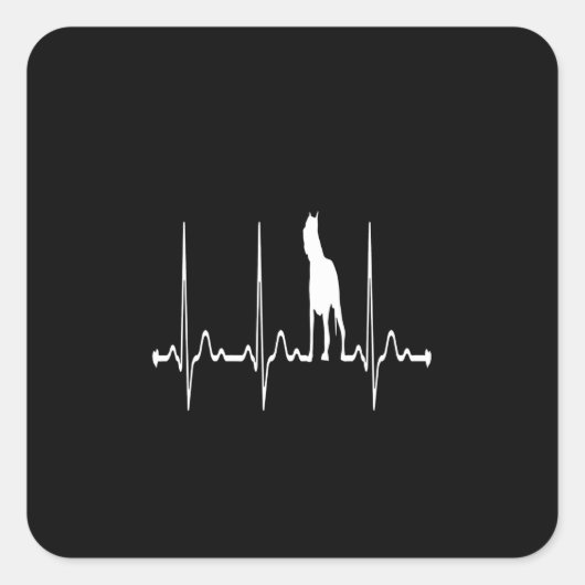 Pitbull hond hartslag vierkante sticker (Voorkant)