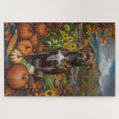 Pitbull-hond Herfst Oogst Thanksgiving Legpuzzel (Horizontaal)