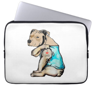 Pitbull-hond Ik hou van papa-tatoeage Grappige fam Laptop Sleeve