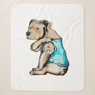 Pitbull-hond Ik hou van papa-tatoeage Grappige fam Sherpa Deken