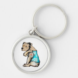 Pitbull-hond Ik hou van papa-tatoeage Grappige fam Sleutelhanger