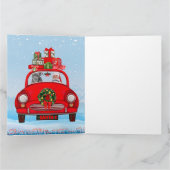 Pitbull-hond in auto met kerstman kaart (Binnen)