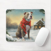 Pitbull-hond in de sneeuw met Kerstmis Muismat (Met muis)