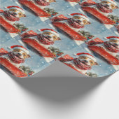 Pitbull Hond in Sledge Laat het Sneeuw Kerstmis Cadeaupapier (Hoek)