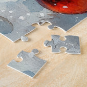 Pitbull Hond in Sledge Laat het Sneeuw Kerstmis Legpuzzel (Zijkant)