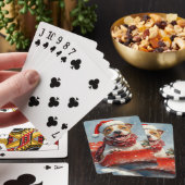 Pitbull-hond in slee Laat het sneeuwen Kerstmis Pokerkaarten (Insitu)