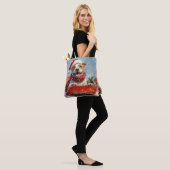 Pitbull-hond in slee Laat het sneeuwen Kerstmis Tote Bag (Op model)
