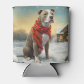 Pitbull Hond in Sneeuw Kerstmis Blikjeskoeler (Voorkant)