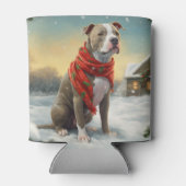 Pitbull Hond in Sneeuw Kerstmis Blikjeskoeler (Achterkant)