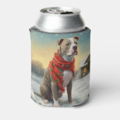 Pitbull Hond in Sneeuw Kerstmis Blikjeskoeler (Blikje Achterkant)