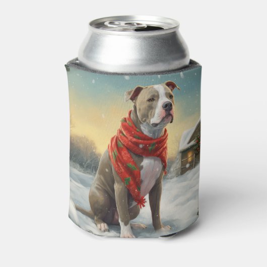 Pitbull Hond in Sneeuw Kerstmis Blikjeskoeler (Blikje Achterkant)