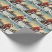 Pitbull Hond in Sneeuw Kerstmis Cadeaupapier (Hoek)