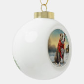 Pitbull Hond in Sneeuw Kerstmis Keramische Bal Ornament (Links)