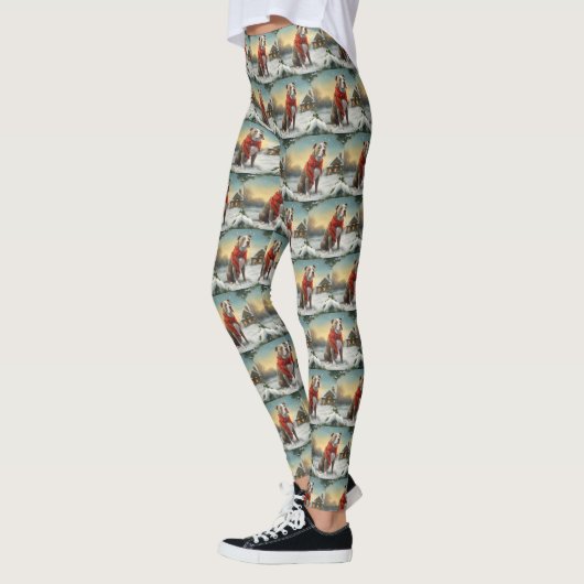 Pitbull Hond in Sneeuw Kerstmis Leggings (Links)