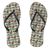 Pitbull Hond in Sneeuw Kerstmis Teenslippers (Voetbed)