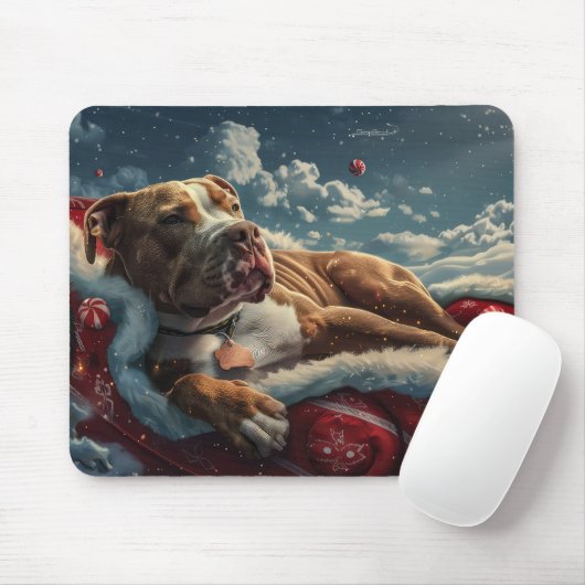 Pitbull Hond Kerst Feestelijk Muismat (Met muis)