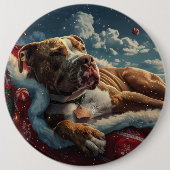 Pitbull Hond Kerst Feestelijk Ronde Button 6,0 Cm (Voorkant)