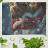 Pitbull Hond Kerst Feestelijk Theedoek (Gevouwen)