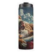 Pitbull Hond Kerst Feestelijk Thermosbeker (Voorkant)