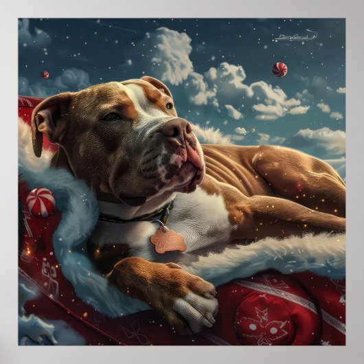 Pitbull Hond Kerst Festiviteit Poster (Voorkant)