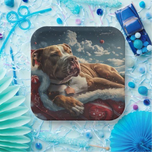 Pitbull-hond kerstfeest papieren bordje (Feest)