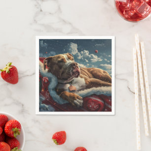Pitbull-hond kerstfeest servet
