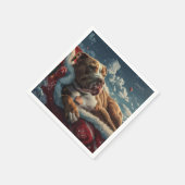 Pitbull-hond kerstfeest servet (Hoek)