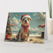 Pitbull Hond Kerstmis Vintage Strand Kaart (Voorkant)
