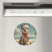 Pitbull Hond Kerstmis Vintage Strand Magneet (Insitu (Vaatwasser))