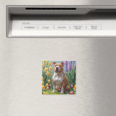 Pitbull-hond lente bloemen schilderij magneet (Insitu (Vaatwasser))
