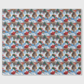 Pitbull hond loopt in de sneeuw met kerst Pet Cadeaupapier (Vlak)