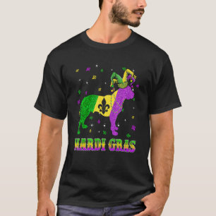 Pitbull hond Mardi Gras Carnaval Narren Kralen T-shirt